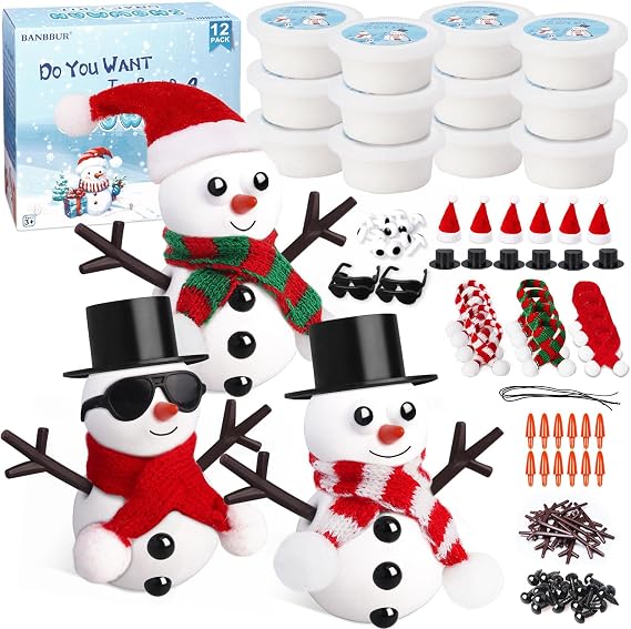 BANBBUR 12 Pack Christmas Stocking Stuffers for Kids, Build a Snowman Kit
