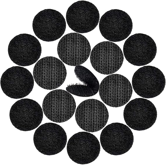 DFYOUHOME 128 Pairs Self Adhesive Dot 1 inch Round Hook and Loop with Waterproof Sticky Glue Tape Back Nylon Dot Strip Fastener Light Weight Stronghold for Classroom, Office, Home (Black)