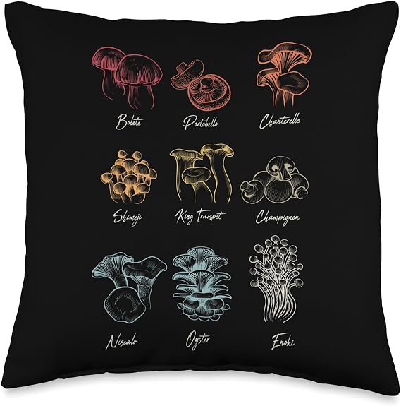 Bolte Portobella Chanterelle Shiitake King Mushroom Throw Pillow
