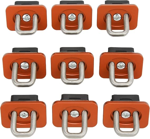 9PCS Tie Down Anchors, Stainless Steel Truck Bed Accessories for Cargo Handling, 1000lbs Load Capacity for Silverado and Sierra (Orange)