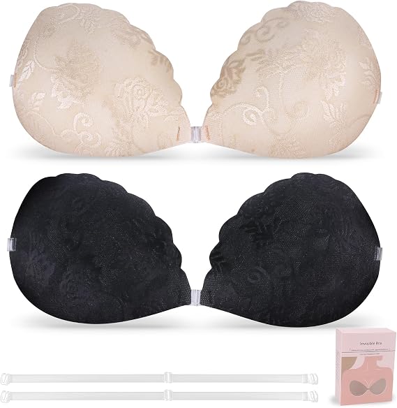 Voeveg 2pc Silicone Sticky Bra Cups for Backless Dress Invisible Strapless Bra Push Up Self Adhesive Breast Pads Sticky