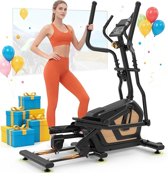 Elliptical Cross Trainer For Home, Elliptical Machine with 16 Level Quiet Resistance, Bluetooth APP to LCD Monitor, 17.7IN Stride, New Upgraded Cross Trainer 3 in 1 Fitness Max Weight 330LBS