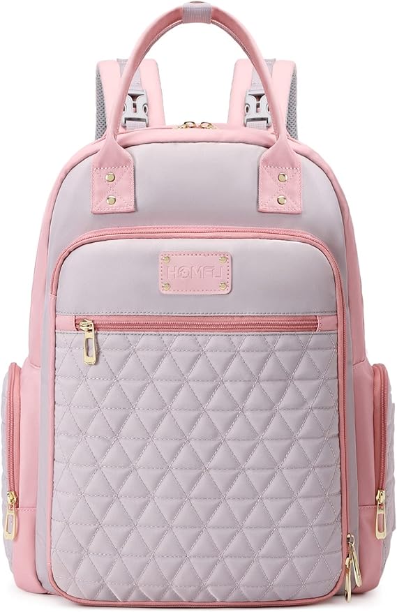 Diaper Bag Backpack Mommy Hospital Baby Bags For Boys Girl Travel Backpacks Mom Grey Dad Diaper Bag Tote Baby Registery (Pink)
