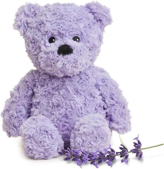 warmies Microwavable & Weighted Stuffed Animal, Purple Curly Bear - Heatable Stuffed Animal Heating Pad - Lavender Scented Plush - for Adults & Children (Boys, Girls, Babies & Toddlers)
