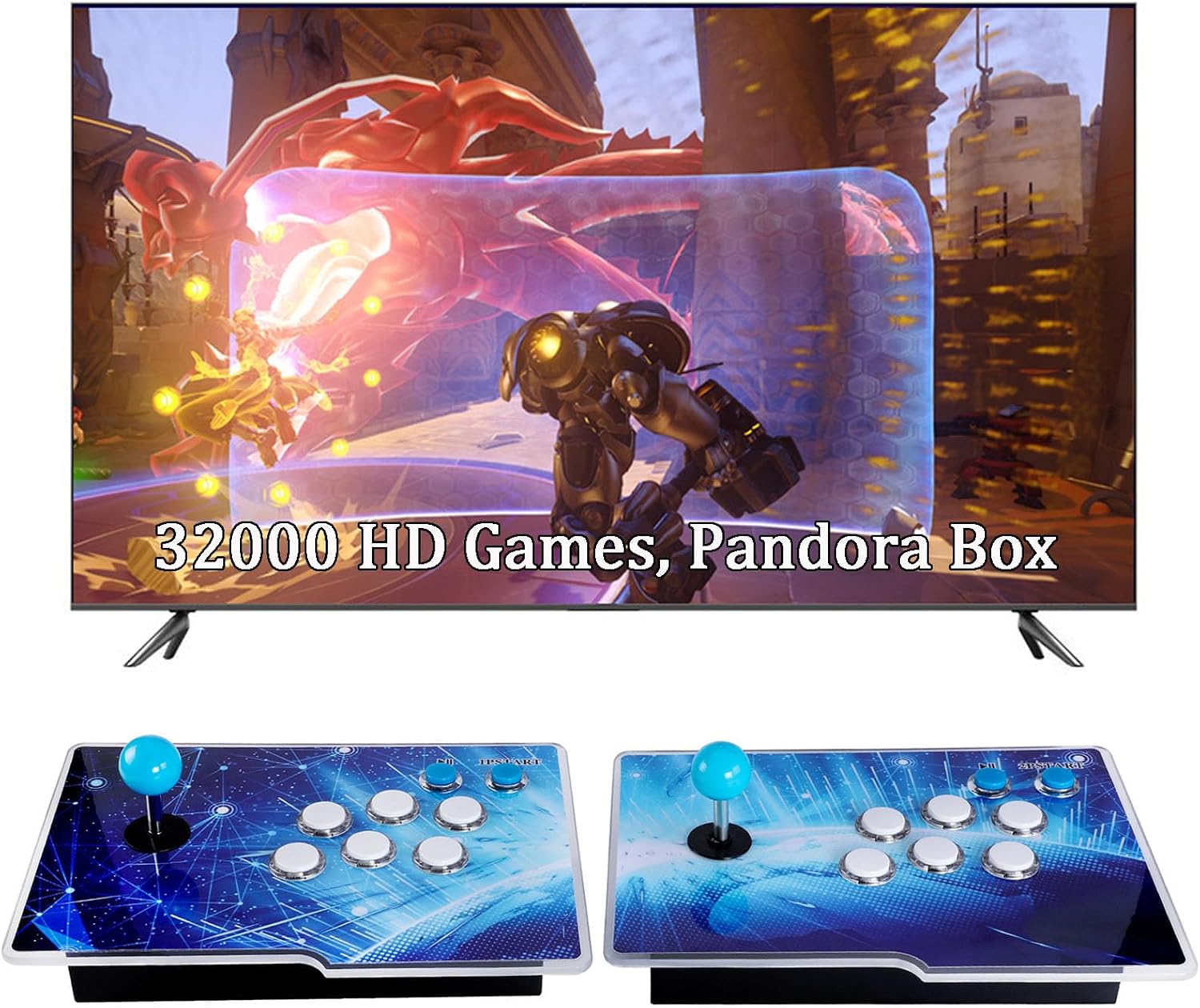 32000 Games 3D Pandora Box Arcade Game Console,Retro Video Game Machine for TV, 1280x720 HD Output,SearchSaveHidePause Games,Support 4 Players,Two Splited Joysticks