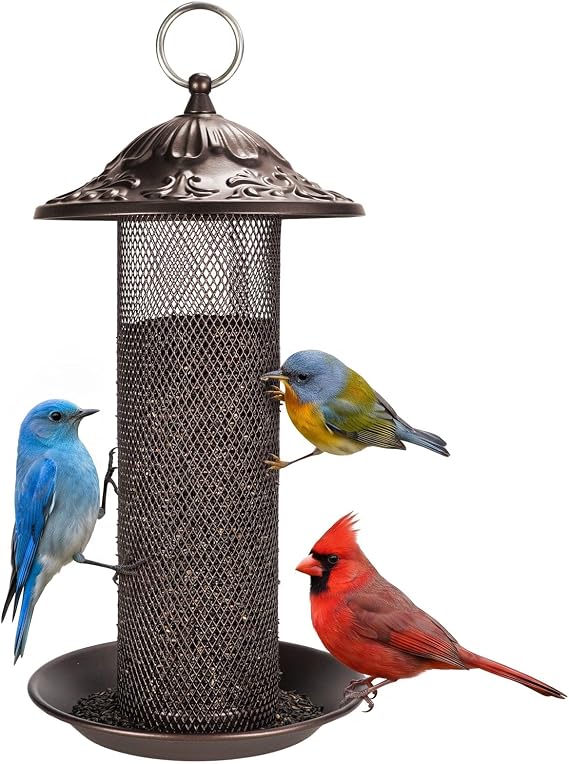 Nyjer/Thistle Seeds Wild Bird Feeder,Metal Material,Easy to Clean | Easy-Refill Top, Rust Resistant, Long Lasting,Squirrel-Proof,Save Bird Seed,360 Degree Perch