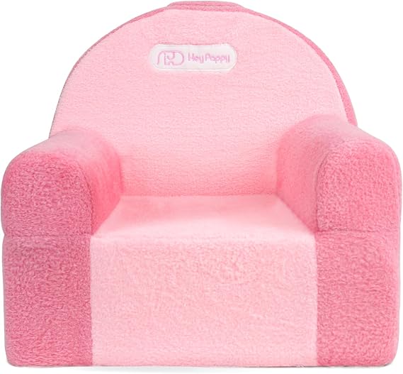 Heypappy Toddler Chair, Comfy Foam Kids Couch with Soft Velvet Cover | Toddler Couch for Gaming and Studying, Kids Sofa that Fits Nicely with Any Modern Decor, Pink