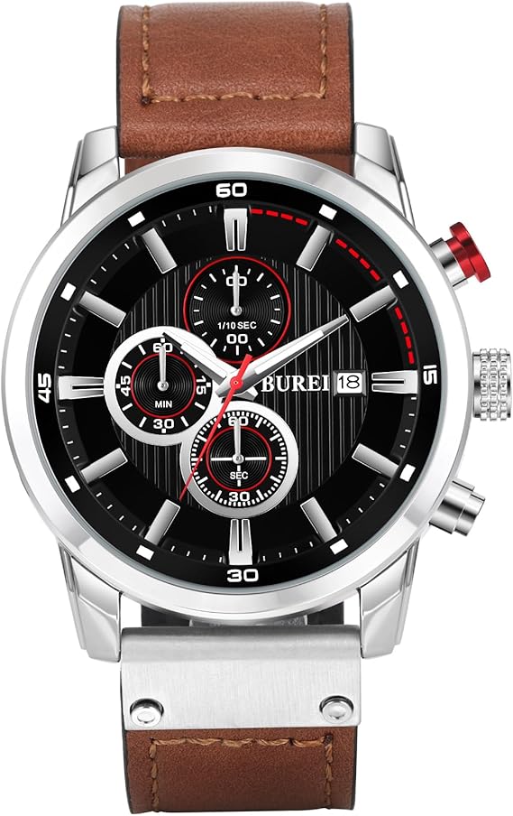 BUREI Uhren Quarz Herren Armbanduhren Minimalistische Uhr Herren Analog Wasserdicht Armbanduhr mit Datum