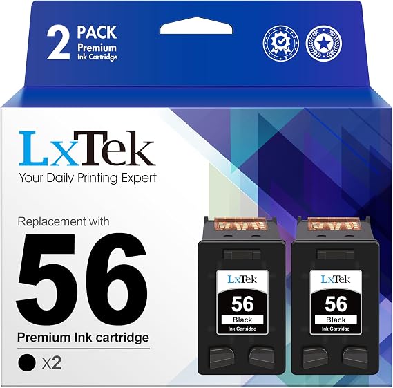 LxTek Remanufactured for HP 56 I Ink Cartridge 2 Black