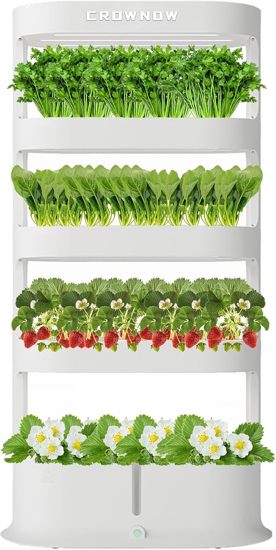 80Pods Hydroponic Tower with LED Grow Light,5 Tier Large Capacity | Separate Planting in Each Layer,Remote Control,Timer Design,Auto Circulating Water,Suitable for Plants Herb Vegetable