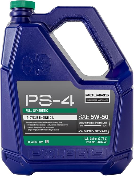 Polaris PS4 All-Season 4 Cycle 5W50 Full Synthetic Motor Oil for Specific RANGER, GENERAL, RZR, SPORTSMAN, Scrambler Models With 4 Stroke Engine, PS-4 Oil for UTV SxS ATV, Genuine OEM - Part 2876245