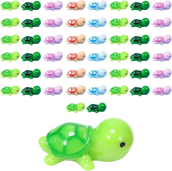 50 Pcs Mini Resin Turtles, 5 Colors Tiny Turtles