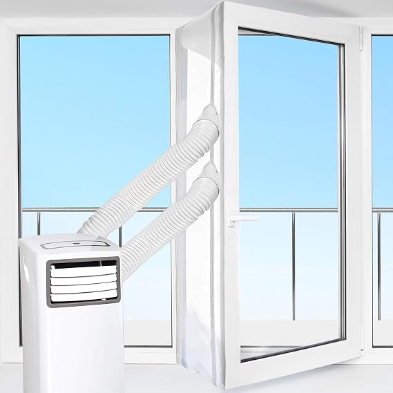HOOMEE 220(560CM) Universal Window Seal for Mobile Air Conditioner and Tumble Dryer Window Kit Works with Portable AC, Easy to Install - Air Exchange Guards with Zip and Adhesive Fastener
