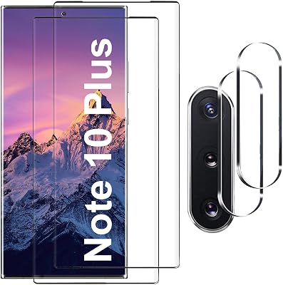 22 Pack] Galaxy Note 10 Plus Screen Protector,9H Tempered Glass, Ultrasonic Fingerprint Compatible, HD Clear,Bubble-Free,3D Curved for Samsung Note10 5G Glass Protector