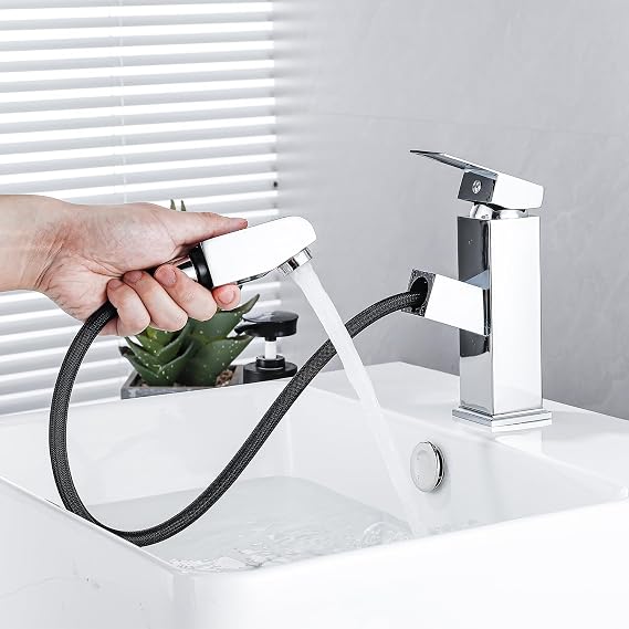 Pull Out Bathroom Taps Single Lever Basin Mixer Tap Square Bathroom Sink Mixer Taps Chrome