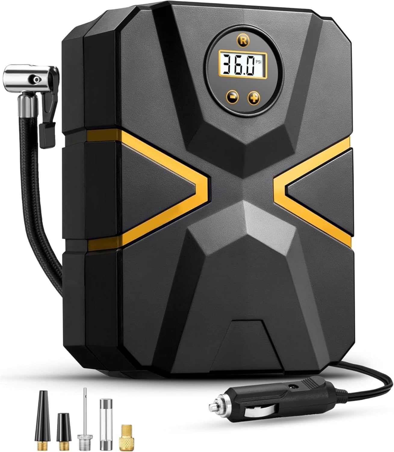 Tyre Inflator Air Compressor 12V DC, Digital Car Tyre Pump 150 PSI, Preset Tyre Pressure &amp; Auto Shutoff, Electric Air Pump for Car Tyres, Bicycles, Other Inflatables