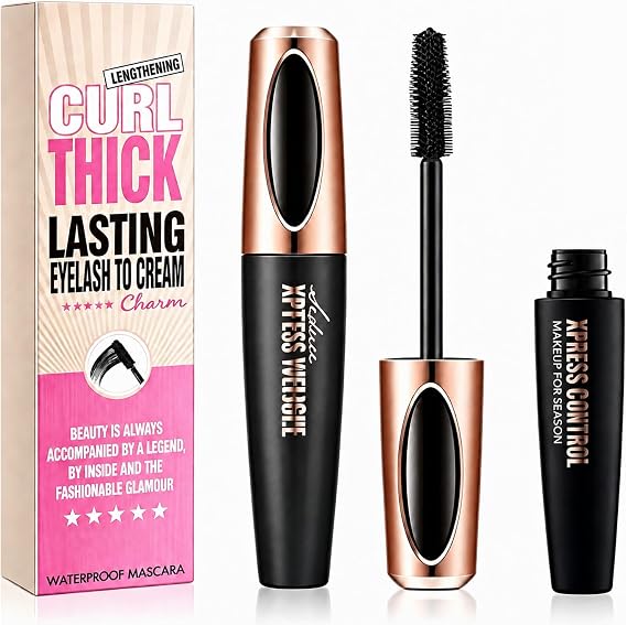 4D Silk Fiber Eyelash Mascara Black, Volume and Length Waterproof Mascara Long-Lasting, Dramatic Extension, Curling Thick Makeup,Gift for Youth Women