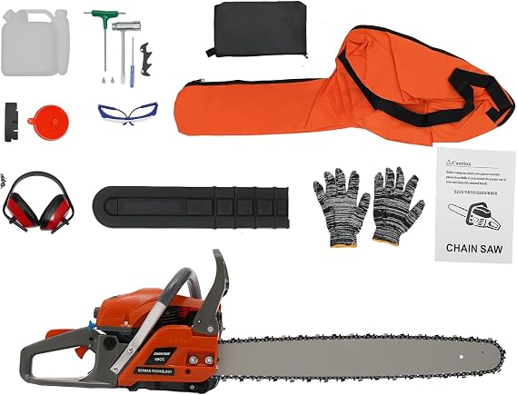 60CC Gas Chainsaws,2 Stroke Power Chain Saws,22 Inch Petrol Gasoline Chain Saw,Single Cylinder,Air-cooled,Hand Pull Start for Forest Harvesting,Cutting Wood Pruning Branches Pruning Branches Gardening
