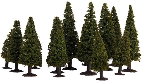 15pcs Green Scenery Landscape Model Cedar Trees with Box