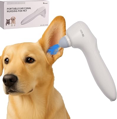 Dog Ear Cleaner Cat Ear Cleaning Tool Pet Ear Cleaner with Ozone Airflow Gentle Ear Care Tool for Dogs & Cats, Soft Silicone Tip, Portable & Rechargeable Design for Daily Hygiene