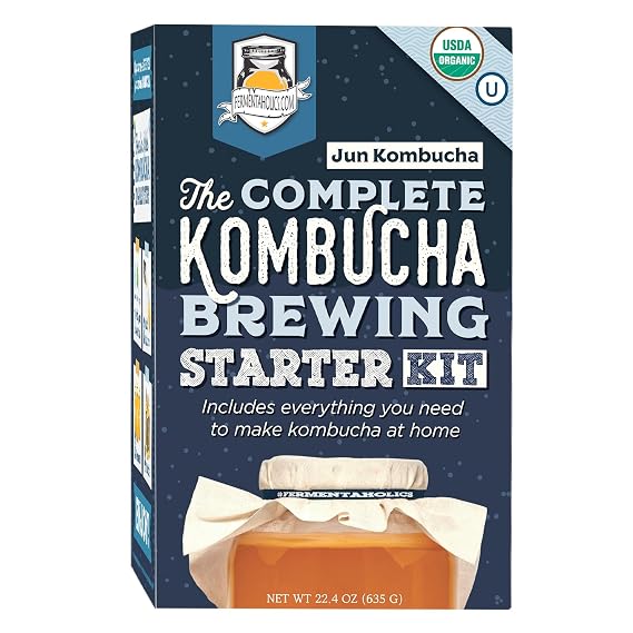 Fermentaholics The Complete Jun Kombucha Brewing Starter Kit, Organic - Make Jun Kombucha at home