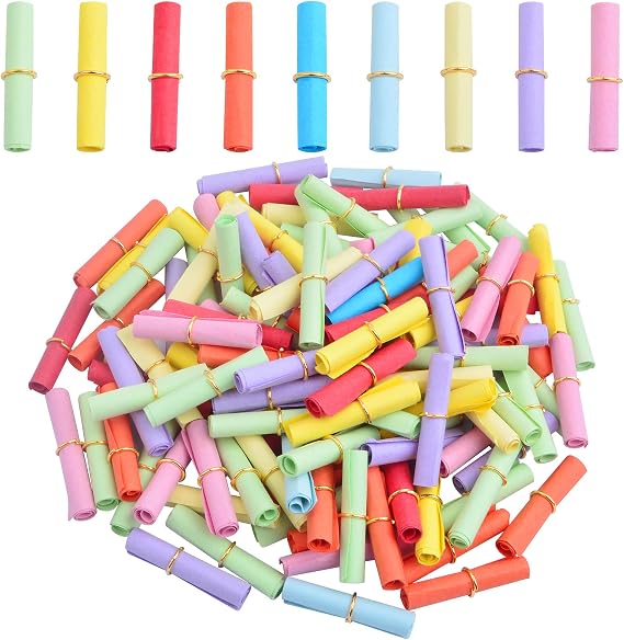 100pcs Lucky Wishing Paper Scrolls Mini Message Paper Colorful Scroll Paper Write-On-It Valentine Message Paper Roll for Birthday Anniversary Valentine's Gifts Decor