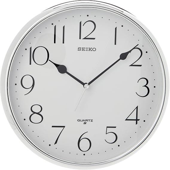 Seiko Quartz Wall Clock with Arabic Numerals - Silver, 30 x 5 x 29.5 cm