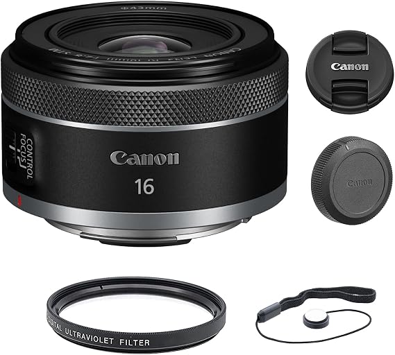 Canon RF 16mm f/2.8 STM Lens with UV Filter & Lens Cap Keeper (3 Items)