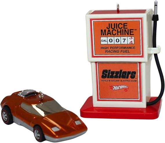 Hallmark Keepsake Ornament Hot Wheels Sizzlers Juice Machine and Revvin Heaven 2002 Set