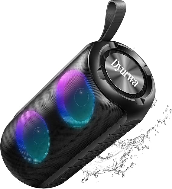 Bluetooth Speaker with 360HD Stereo Sound, 2026 NEW Portable Wireless Speaker IPX7 Waterproof, HD Call, TWS Pairing, Built-in Mic, RGB Lights, 12H Playtime for Outdoors, Home/Travel/Praty Beach Gift