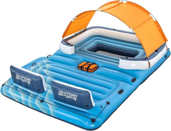 Bestway CoolerZ Tropical Breeze Party Island, Large 6 Person Adult Inflatable Lounger Lake Float