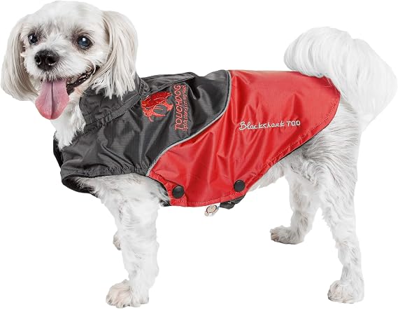 TOUCHDOG 'Subzero-Storm' Waterproof 3M Reflective Pet Dog Coat Jacket with Heavy-Duty Velcro w/ Blackshark Technology, X-Small, Red, Black