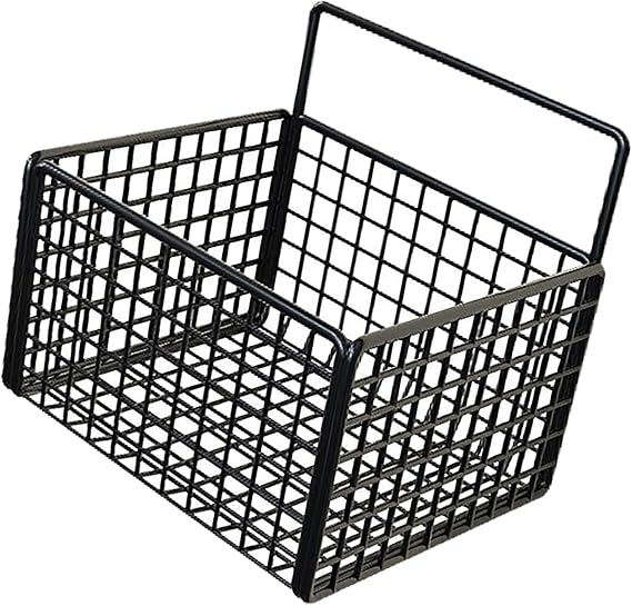 Wall Basket, Wire Baskets for Organizing Space Saving No Drilling Wall Storage Basket for Kitchen, Pantry Organization, Bathroom, Black