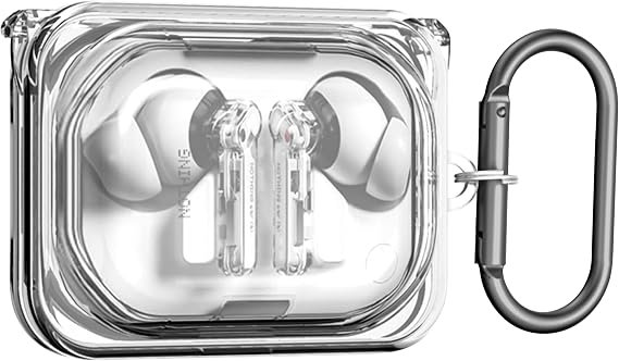 Geiomoo Soft TPU Case for Nothing Ear (a), Protective Cover with Carabiner (Clear)