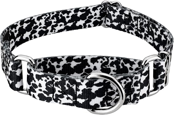 Country Brook Petz - Dairy Cow Martingale Dog Collar - Animal Prints Collection Featuring Wild Designs (1 Inch, Large)