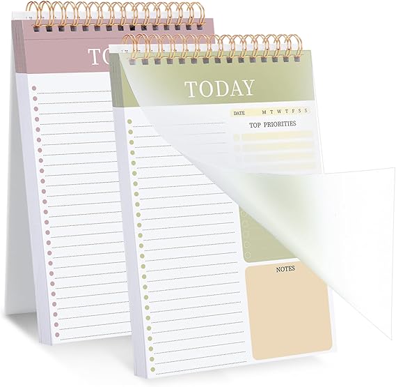 Thboxes 2 Pack To Do List Notepad, A5 Undated Daily Planner Task Checklist | 208 Pages Notebook, Undated Daily Task Planner, for Home, Office, Travel, Work, College Essentials & College School Supplies