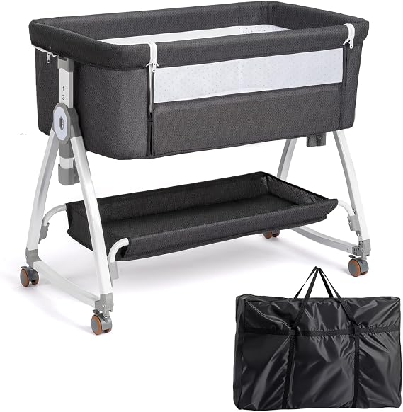 JOYMOR 3 in 1 Baby Bassinet, Bedside Bassinet for Baby, 6 Height Adjustable