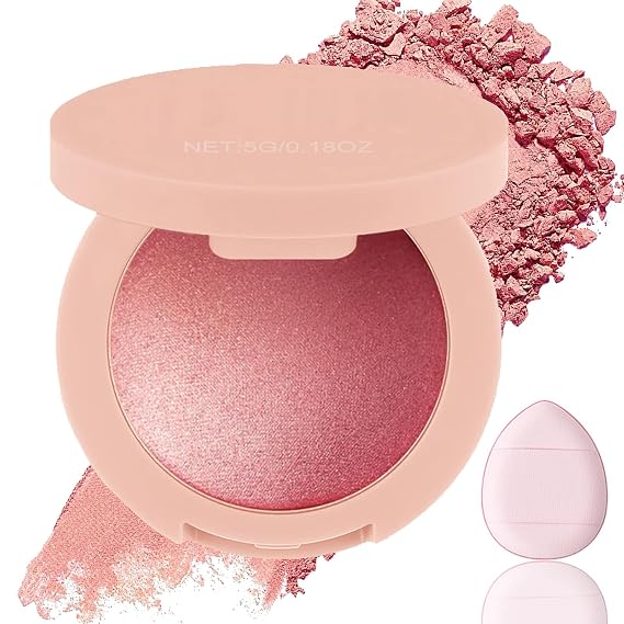 Luminous Blush Powder - Multi-Use Face Blush, Ultra Fine & Smooth Buildable Formula, Long Lasting Natural Glow for Cheeks & Eyes, Makeup Gift for Women & Teens(Light Pink)