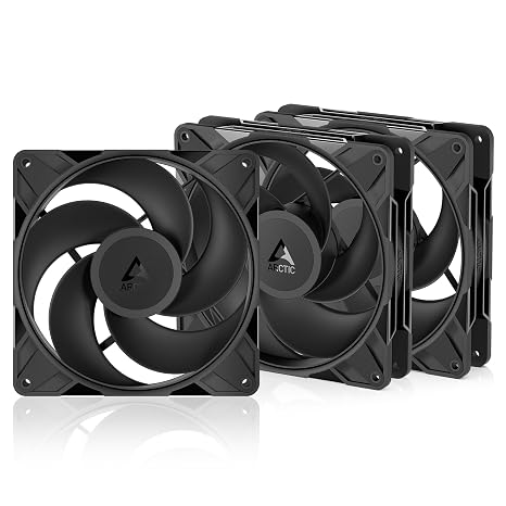 ARCTIC P14 Pro Reverse 3 Pack 140 mm Premium Fan with Reverse Airflow, PWM Fan with Y Cable Splitter, 400-2650 RPM, 0 RPM <5% PWM, hydrodynamic Bearing, 4-Pin - Black