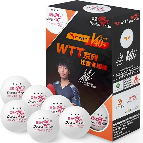 DOUBLE FISH Ping Pong Balls White ITTF Approval Professional 3-Star Ping Pong Ball WTT Smash Offical Table Tennis Balls 40+ABS Training Balls Lin Gaoyuan Training Competition