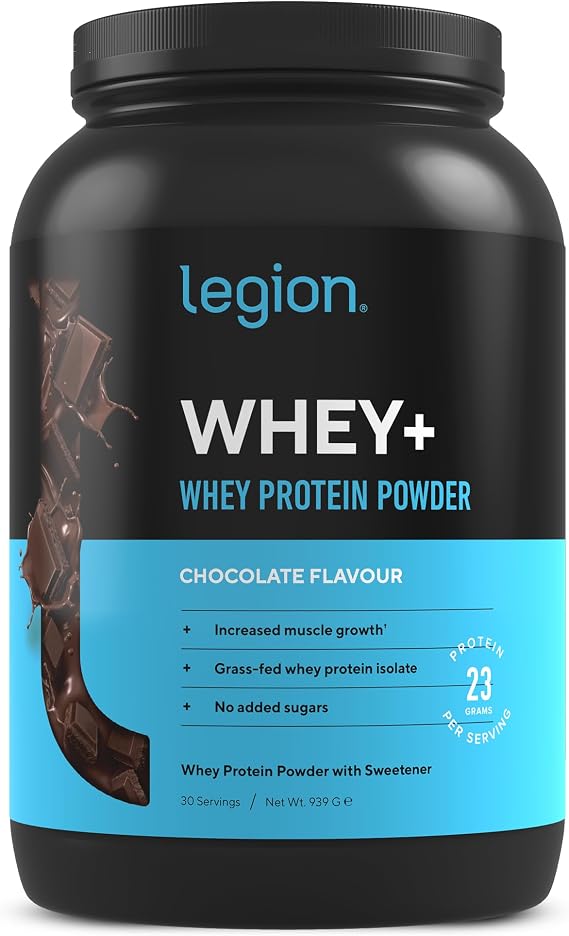 LEGION Whey+ Whey Isolate Protein Powder from Grass Fed Cows - Non-GMO, Lactose Free, Sugar Free, Natural Whey Protein Isolate, 30 Servings