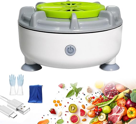 Efficient Portable Fruit and Vegetable Washers, 5 Type Fruit and Vegetable Washing Machine, Electric Fruit Cleaner for Washing Fruits, Vegetables, Grain, Meat, Water-Proof (A - Rechargeable)