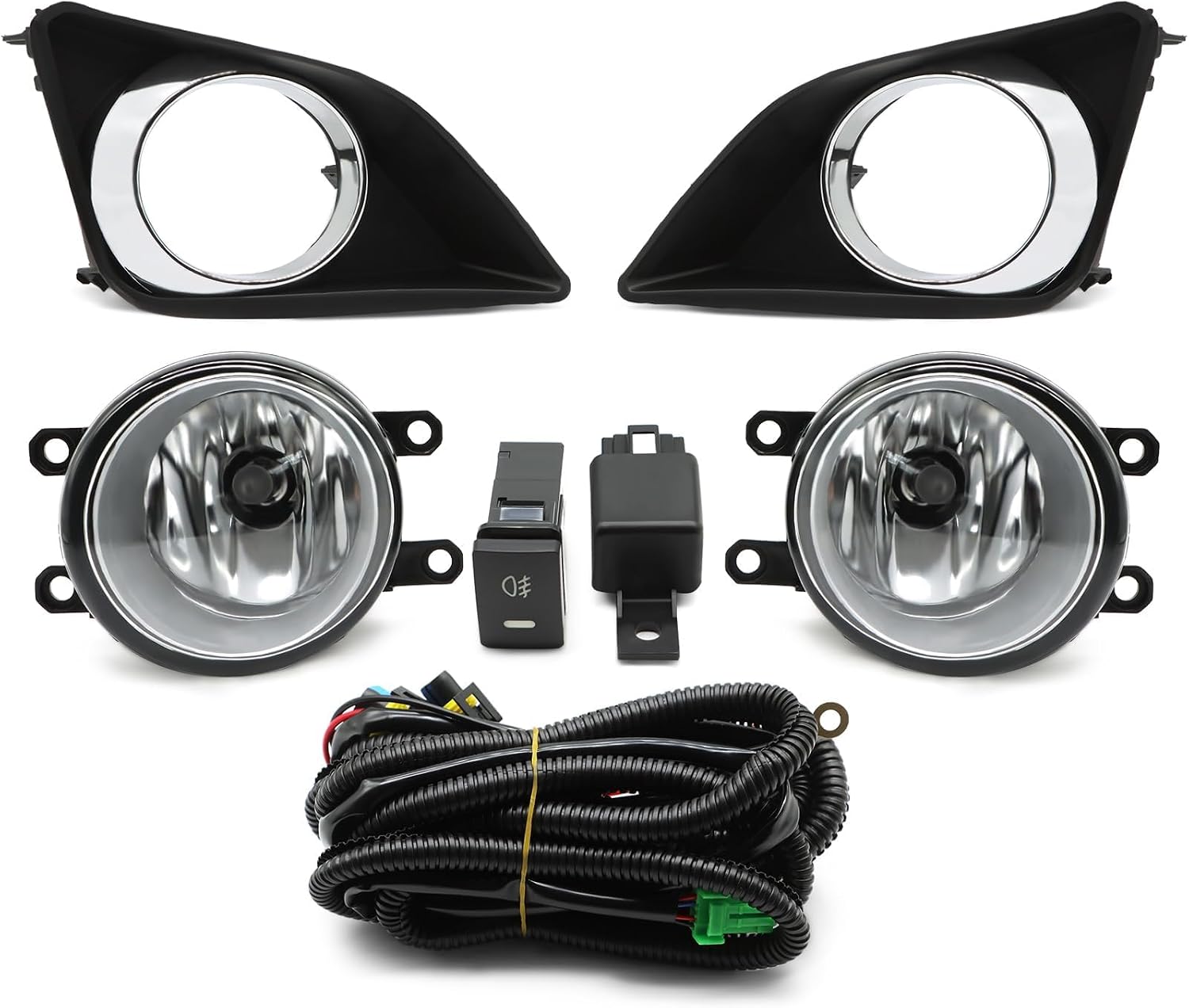 Fog Light Assembly Compatible with Corolla 2009-2010 Fog Lamp wH11 12V 55W Halogen Bulbs & Bezels & Harness & Switch