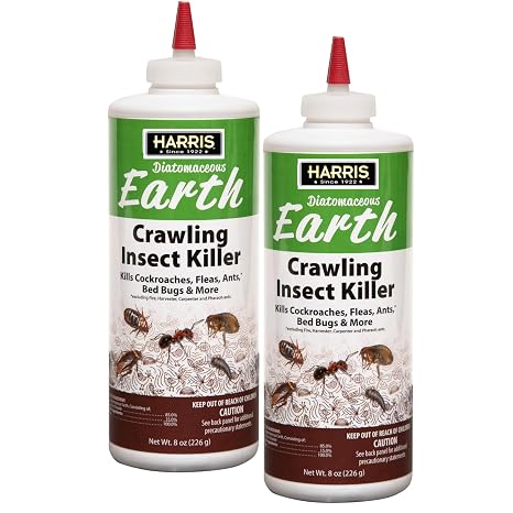 Harris Diatomaceous Earth Crawling Insect Killer, 8oz for Roaches, Fleas, Ants, Bed Bugs, and More 2Pack
