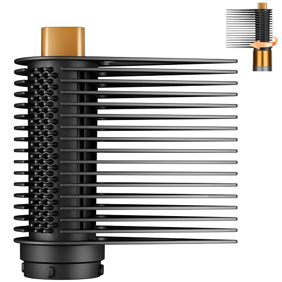 Wide-Tooth Tension Comb for Dyson Airwrap HS01 HS05 HA08, Rotatable Barrel for Deep Root Access with Precision Airflow, Side Bristles Add Extra Tension, Stretch Curls for Curly & Coily Hair