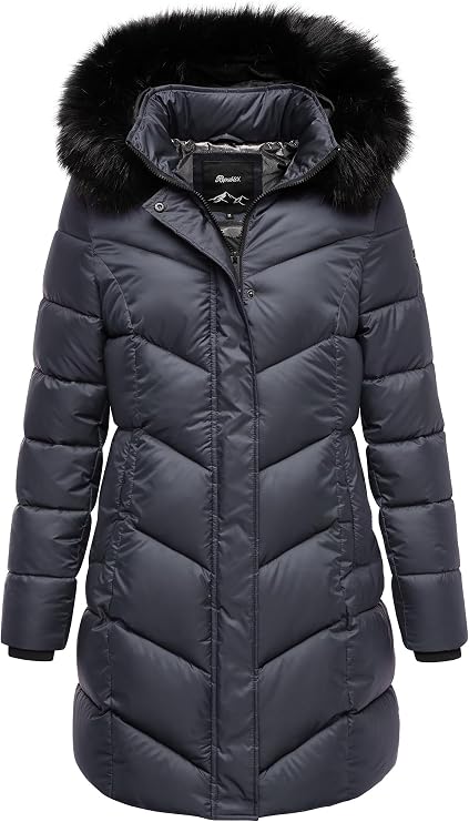 REPUBLIX RJ-8020 Women's Lined Thick Shiny Winter Jacket Coat Parka with Hood