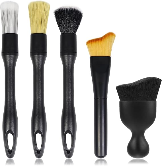 5Pcs Car Detailing Brushes Soft Car Dust Removal Brush Quickly Remove Dust Prevent Scratches for Seats, Airconditioning Vents, Automotive Dashboard