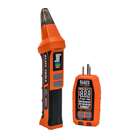 Klein Tools ET350 4-in-1 Digital Circuit Breaker Finder, Outlet Fault Detector, Non-Contact Voltage Tester, GFCI Tester, Learn and Locate Mode, Backlit LCD, LED Work Light
