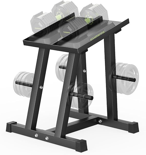 HANDBODE Adjustable Dumbbell Stand with 1 inch Plate Tree, 500 lb Capacity | Adjustable Dumbbell Stand Holder, Plate Storage, Compact Space-Saving Design, Heavy Duty Column Stand