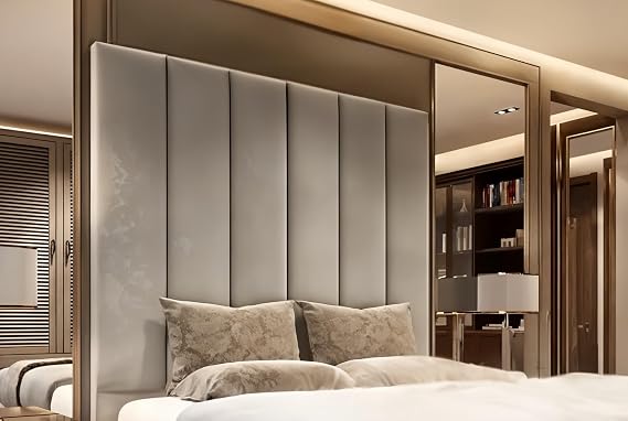 mm08enn Luxurious Design Panels Plush Velvet Headboards for Beds 30", 36" and 44" Height (Headboard Height 30", Silver, 4ft Small Double)